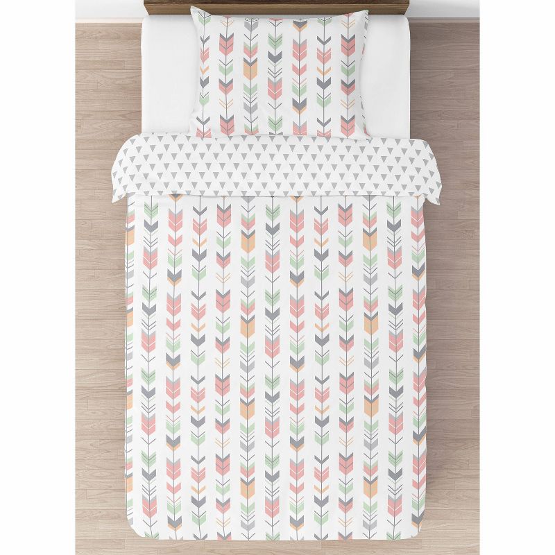 4pc Mod Arrow Twin Kids&#39; Comforter Bedding Set Coral and Mint - Sweet Jojo Designs, 3 of 6