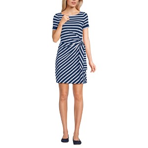 Lands' End Women's Short Sleeve Cotton Modal Wrap Mini Dress - 1 of 4