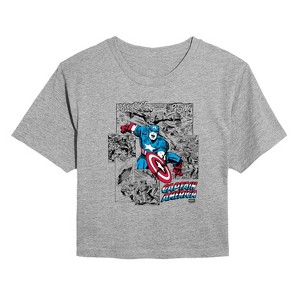 Women's - Marvel - Captain America Jump Cropped Graphic T-Shirt - 1 of 4