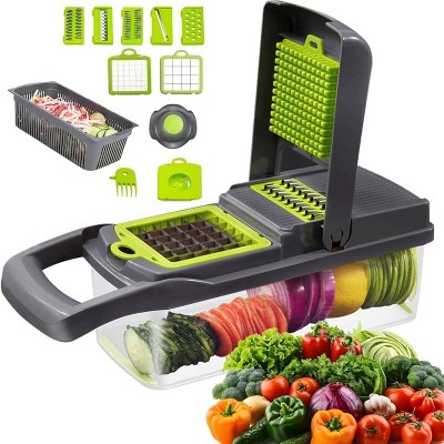 Attop 16-Piece Multifunctional Vegetable Chopper, Dicer, Slicer, Shredder with 11 Types of Blades, Household Kitchen Slicing and Grating Tool