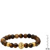 Steeltime Men's tiger eye and 18k gold plated stainless steel beaded stretch bracelet - 3 of 4