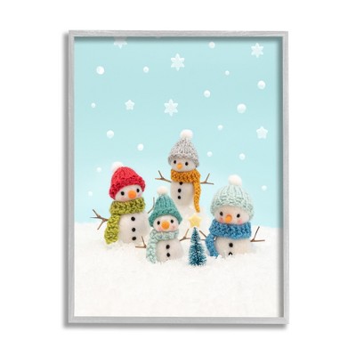 Stupell Industries Winter Snowmen Christmas Tree Framed Giclee Art