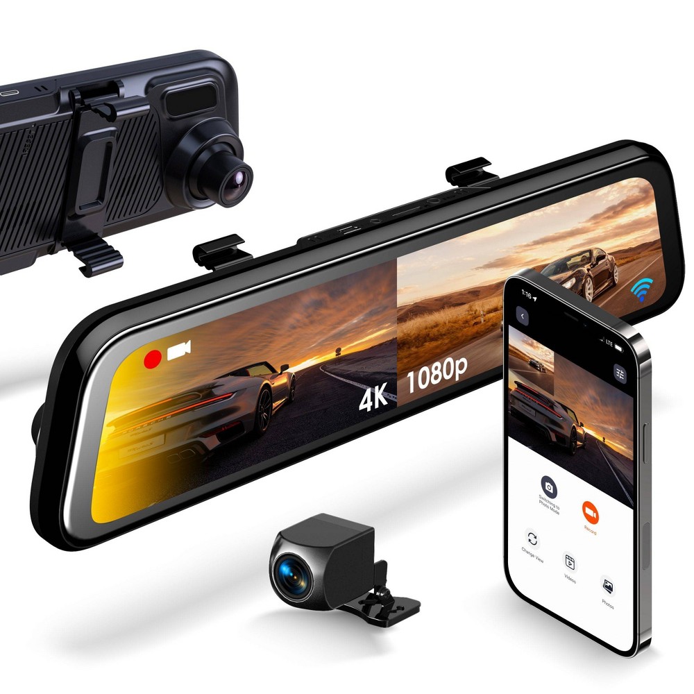 Photos - Other for Motorcycles Rexing M2 MAX 2-Channel Mirror Dash Cam 