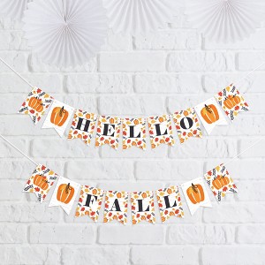 Big Dot of Happiness Fall Pumpkin - Halloween or Thanksgiving Party Mini Pennant Banner - Hello Fall - 1 of 4