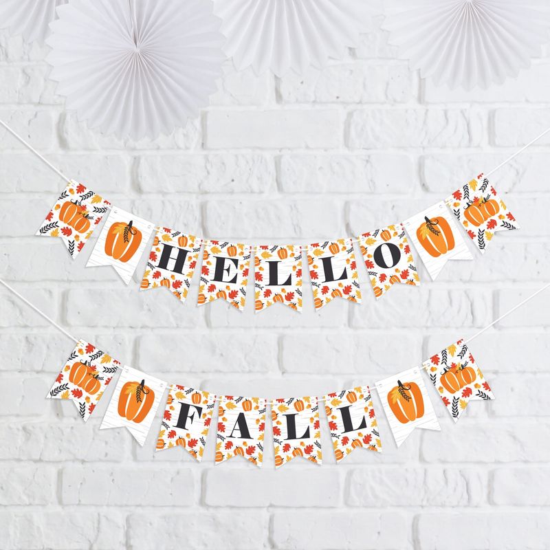 Big Dot of Happiness Fall Pumpkin - Halloween or Thanksgiving Party Mini Pennant Banner - Hello Fall, 1 of 8