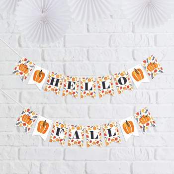 Big Dot of Happiness Fall Pumpkin - Halloween or Thanksgiving Party Mini Pennant Banner - Hello Fall