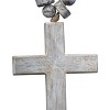 Brushed White Wood Cross with Beaded Hanger Wall Décor  - Foreside Home & Garden - 2 of 4