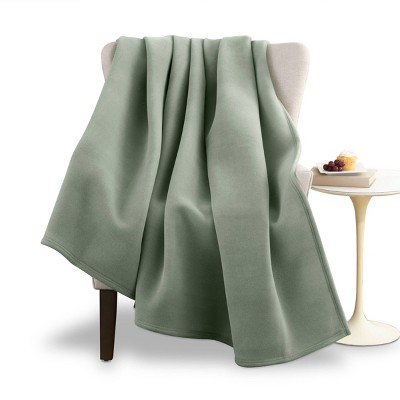 Luxurious Moss Green Fleece Full/Queen Blanket - Lightweight and Reversible