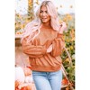 Amaryllis Women's Oversized Velour Sweatshirt Long-Sleeve Pullover Relaxed Fit Cozy Everyday Casual Lounge Top - 3 of 4