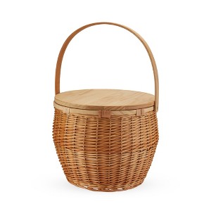 Twine Cask Willow Outdoor Picnic Basket with Lid and Handle, Insulated Picnic Basket, Wicker Basket with Picnic Equipment Set of 1 - 1 of 4