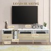 PAGED Rattan TV Stand with Variable Color Light Strip, Wooden TV Console with Adjustable Shelf and Metal Leg, TV Stands for Living Room - 2 of 4