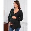 Coolmee Womens Maternity Tops Long Sleeve Pregnancy Tunic Blouses Button V Neck Ribbed Shirts Pregnant Clothes - 2 of 4