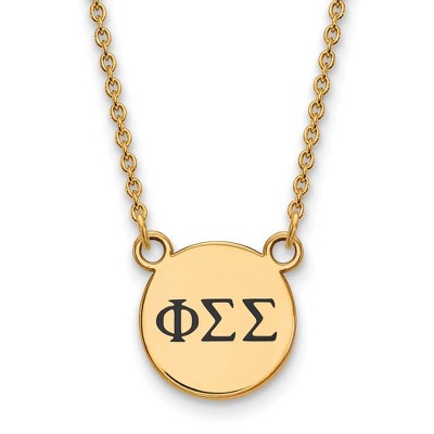 Black Bow Jewelry 14k Yellow Gold Plated Sterling Silver Phi Sigma Sigma Greek Life Necklace 18 Inch