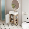 GlasFlength Bathroom Storage Cabinets, Freestanding, Open shelving Bathroom Vanity，Assembly Required, Multicolored, 21.6"*12.2"*33.8" - 2 of 4