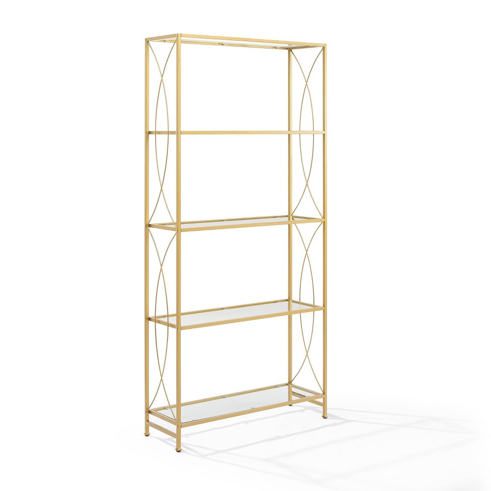 Photos - Garden & Outdoor Decoration Crosley 76" Helena Etagere Gold - : Sturdy Steel Frame, Curved Accents, 4 Clear Glass Shelves 