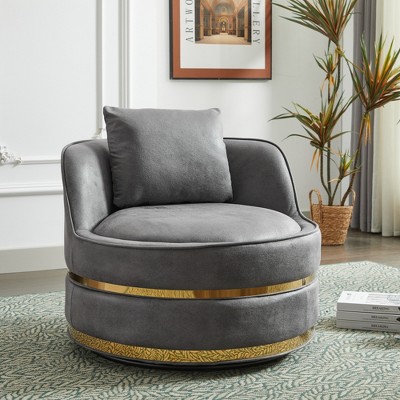 GDFStudio Edgar Modern Faux Leather 360° Swivel  Upholstered Accent Chair