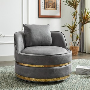GDFStudio Edgar Modern Faux Leather 360° Swivel  Upholstered Accent Chair - 1 of 4