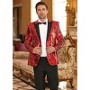 COOFANDY Mens Sequin Blazer Tuxedo Party Prom Wedding Tuxedo One Button Jacket Red L - 3 of 4