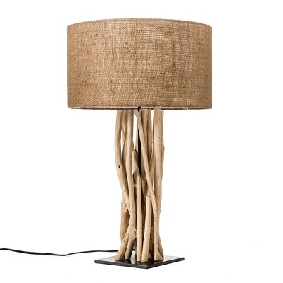 Modern Home Driftwood Nautical Wooden Table Lamp w/Block Base
