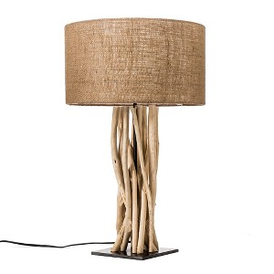 Modern Home Driftwood Nautical Wooden Table Lamp w/Block Base - 1 of 4