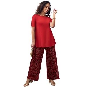 Jessica London Stretch Knit Boatneck Swing Tunic - 1 of 3