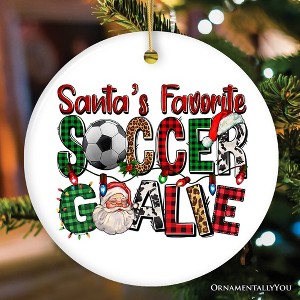 Santa's Favorite Soccer Goalie Plaid Ornament, Football Christmas Gift| OrnamentallyYou - 1 of 4
