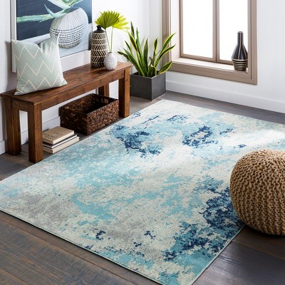 Mark & Day Giswil 6'11"x9' Rectangle Woven Indoor and Outdoor Area Rugs Aqua: Stain-Resistant, Pet Friendly, Modern Decor