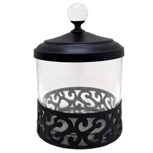 Popular Bath Popular Home Scroll Cotton Jar Black : Microfiber, Machine Washable, Non-Slip Backing - 1 of 3