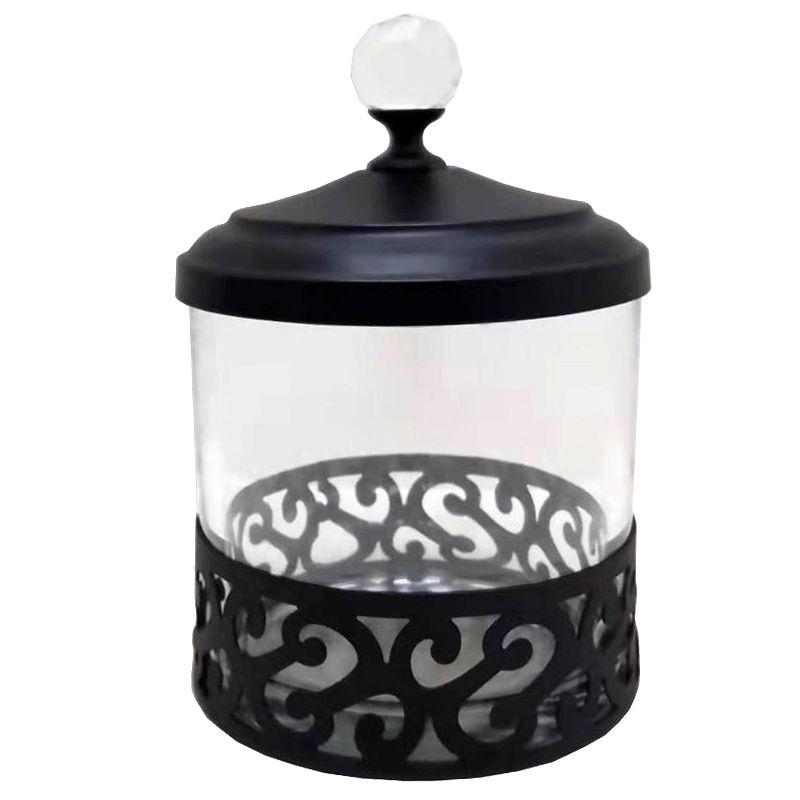 Scroll Cotton Jar Black - Popular Bath Popular Home, 1 of 6