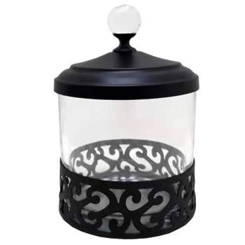 Scroll Cotton Jar Black - Popular Bath Popular Home