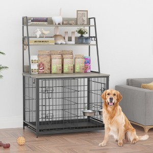 Furniture Dog Crate with Storage Shelves and Removable Tray - 1 of 4