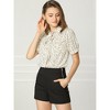 INSPIRE CHIC Women's Retro Dots Print Bow Tie Peter Pan Collar Chiffon Blouse - 2 of 4