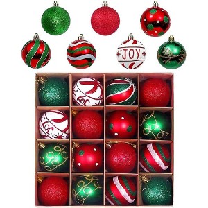 TackView 16Pcs Christmas Ball Ornaments, 2.3''Christmas Baubles Christmas Tree Hanging Ball Set for Xmas Party Indoor Outdoor Decorations - 1 of 4