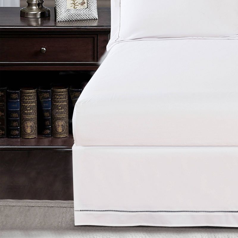 Luxury Hotel Hemstitch 14" Drop Bed Skirt White, 5 of 6