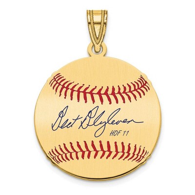 Black Bow Jewelry 14K Gold Plated Bert Blyleven Signature SM Enamel Baseball Pendant