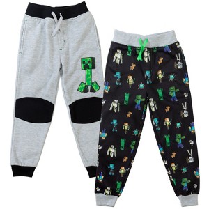 Minecraft Mobs Creeper Steve Alex 2 Pack Fleece Jogger Pants Little Kid to Big Kid - 1 of 4