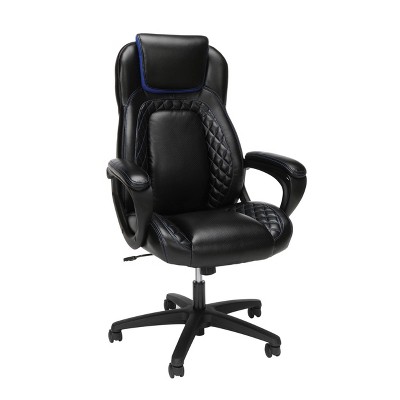 Racing Style Softhread Leather High Back Office Chair Blue - OFM