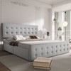 Full Size Upholstered Bed Frame with Storage Drawers and Headboard – Button Tufted Design, Sturdy Wooden Slats, No Box Spring Required, Easy Assembly - 4 of 4