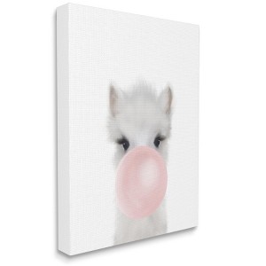 Stupell Industries Baby Woodland Alpaca with Pink Bubble Gum - 1 of 4