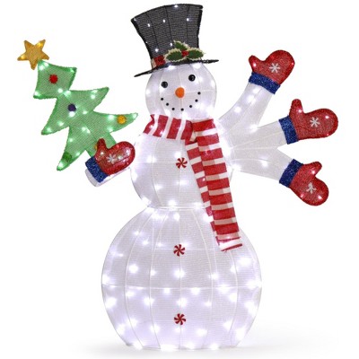 NAYSAYE Party Decoration and Accessories Waving Snowman Figurine with Festive Holiday Charm for Christmas Parties, Red and White, 36.2"*11.8"*53.1"