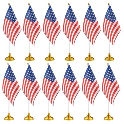 Juvale 12 Pack Miniature American Flag with Stand, 4th of July Decorations, Celebration Essentials, 8 x 5 in