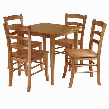 5pc Groveland Extendable Dining Table Set with Ladder Back Chairs Wood/Light Oak - Winsome