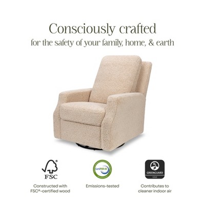 Chai Shearling Velvet Swivel Recliner with Solid Wood Frame