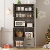 Garvee Modern White Kitchen Pantry Cabinet with Drawers, Adjustable Shelves & Barn Doors,71" Tall Engineered Wood Hutch - 4 of 4