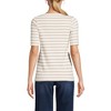 Lands' End Women's Supima Cotton Elbow Sleeve Boatneck Button Shoulder Tee - 2 of 4