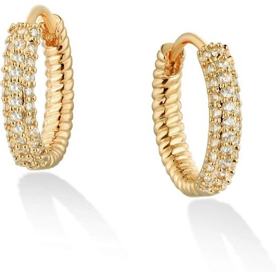 Cubic Zirconia Huggie Earrings 14k Gold Plated Tiny Earrings Small Huggie Hoop Earrings Simple Lightweight Hoops Gift for Women