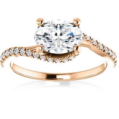 Pompeii3 1 /4Ct Oval Diamond Engagement Ring (1ct center) 14k Rose Gold Lab Created