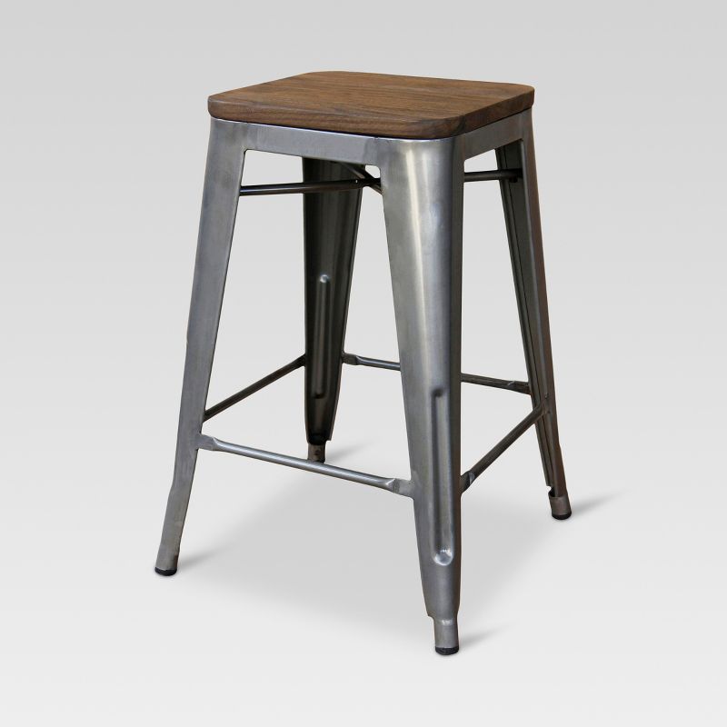 Set of 2 Hampden Industrial 24&#34; Counter Height Barstool Natural Metal - Threshold&#8482;, 3 of 6