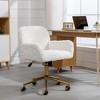 35.4"Furniture Office Chair,Artificial rabbit hair Home Office Chair with Golden Metal Base,Pink - 3 of 4