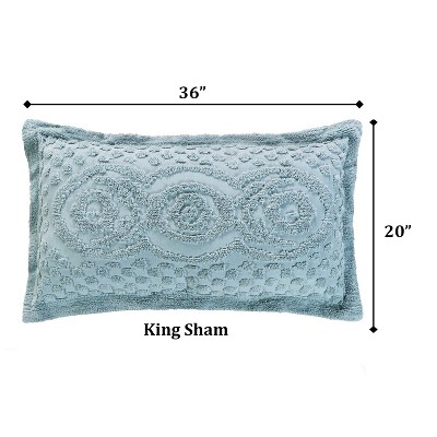 Blue Cotton Tufted Chenille King Sham